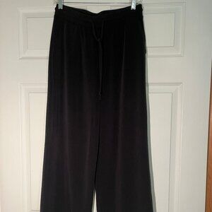 Lands End Cupro Knit Mid Rise Wide Leg Drawstring Pants Black Womens Small